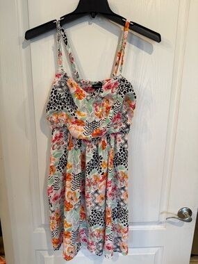 TORRID Leopard Floral sleeveless smocked Mini dress w pockets plus Size 2 18/20
